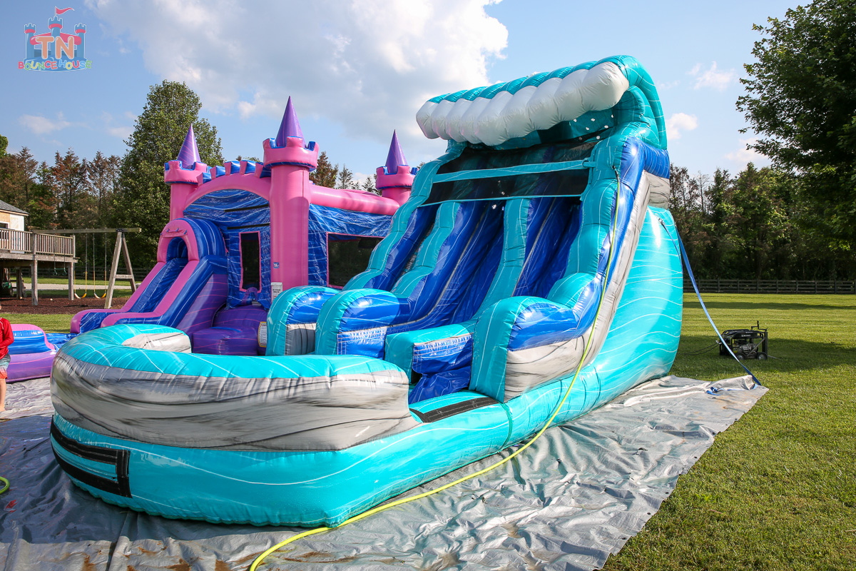 Bounce house rental setup in Spring Hill TN backyard