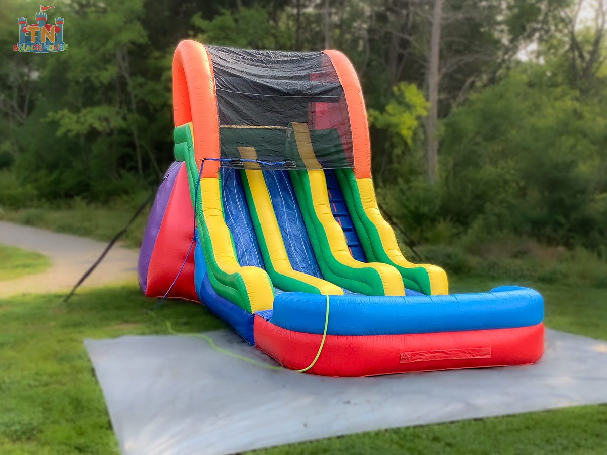Dual lane inflatable water slide
