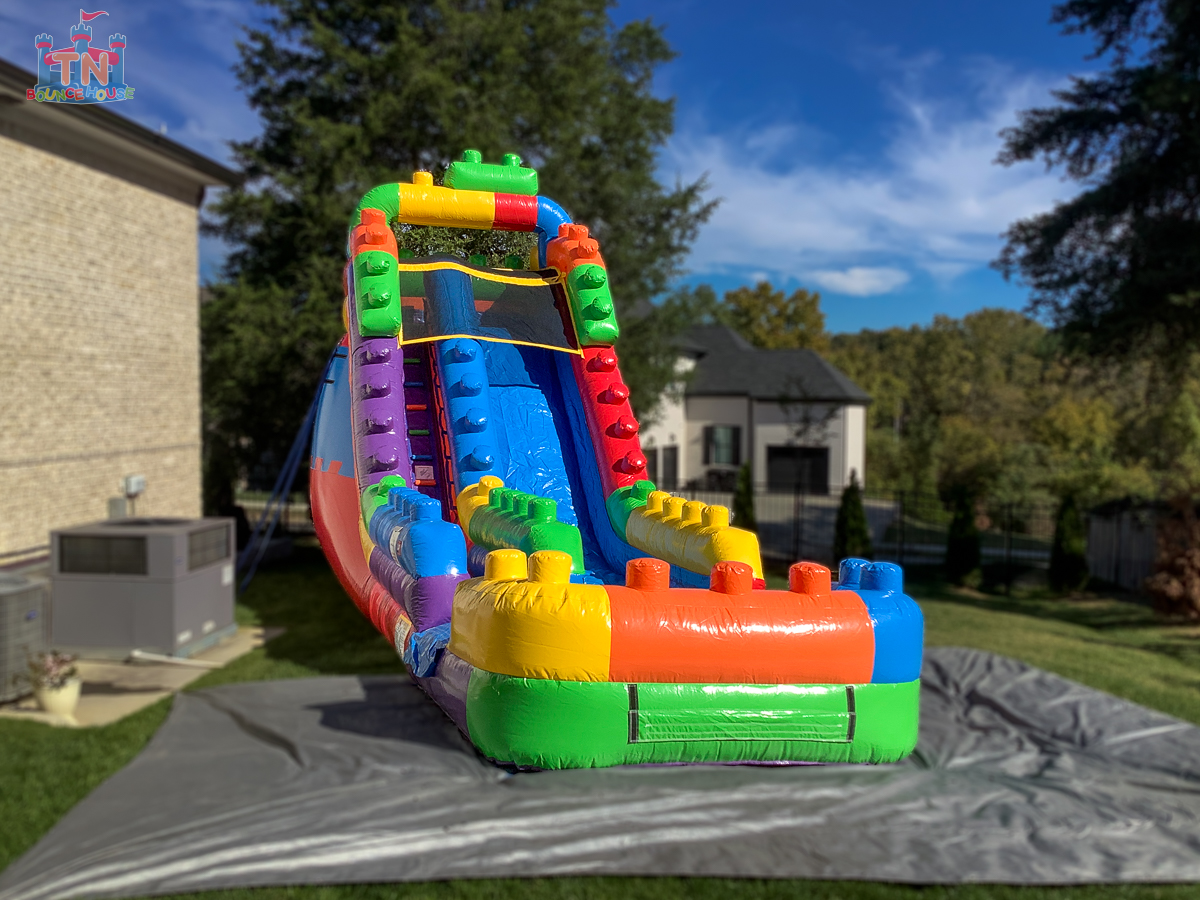 mega block inflatable water slide